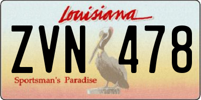 LA license plate ZVN478