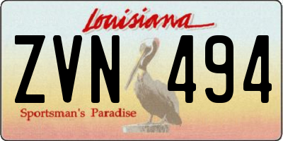 LA license plate ZVN494