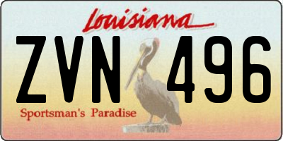 LA license plate ZVN496