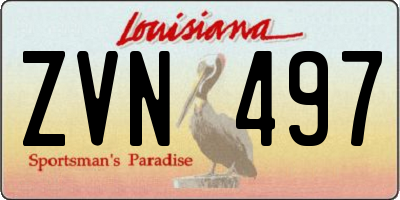 LA license plate ZVN497