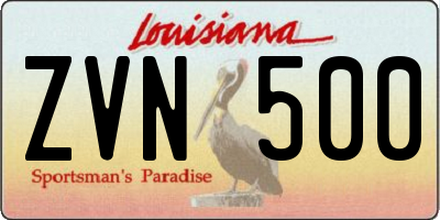 LA license plate ZVN500