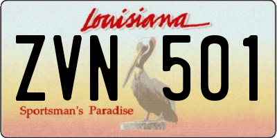 LA license plate ZVN501