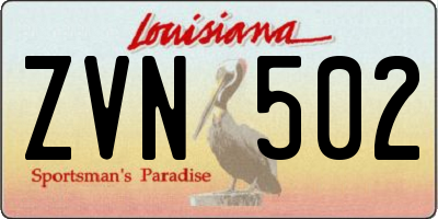 LA license plate ZVN502