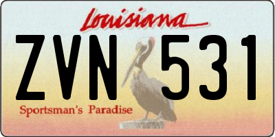 LA license plate ZVN531