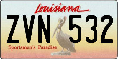 LA license plate ZVN532