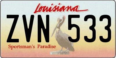 LA license plate ZVN533