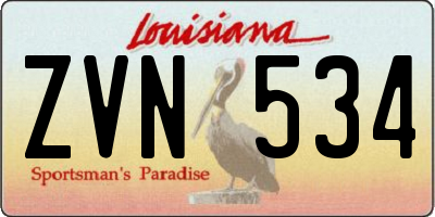 LA license plate ZVN534