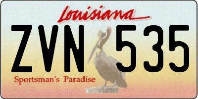 LA license plate ZVN535