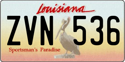 LA license plate ZVN536