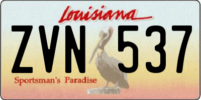 LA license plate ZVN537