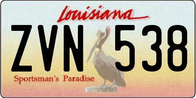 LA license plate ZVN538