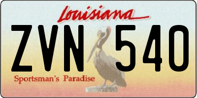 LA license plate ZVN540