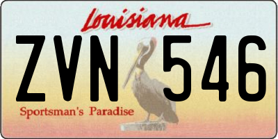 LA license plate ZVN546