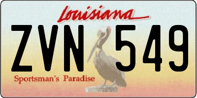 LA license plate ZVN549