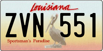 LA license plate ZVN551