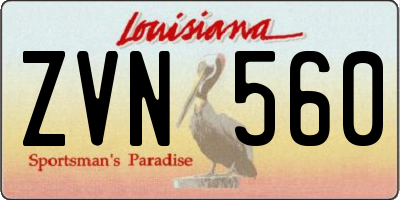 LA license plate ZVN560