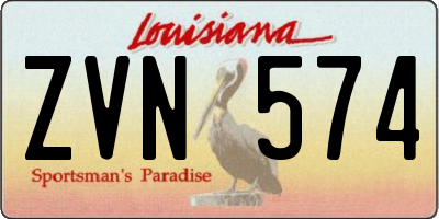 LA license plate ZVN574