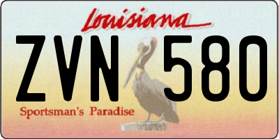 LA license plate ZVN580