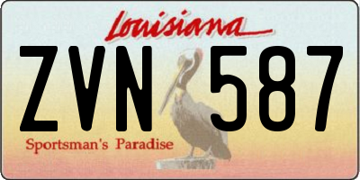 LA license plate ZVN587