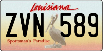 LA license plate ZVN589