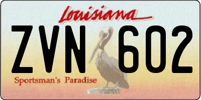 LA license plate ZVN602