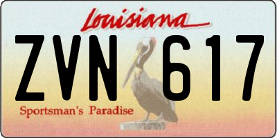 LA license plate ZVN617