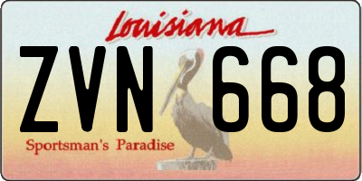 LA license plate ZVN668