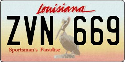 LA license plate ZVN669