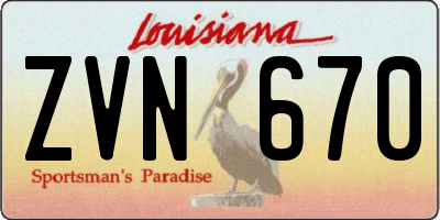 LA license plate ZVN670