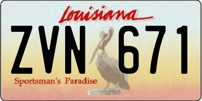 LA license plate ZVN671