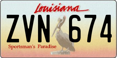 LA license plate ZVN674