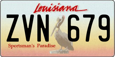 LA license plate ZVN679