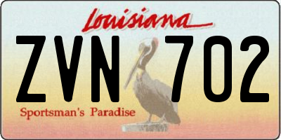 LA license plate ZVN702