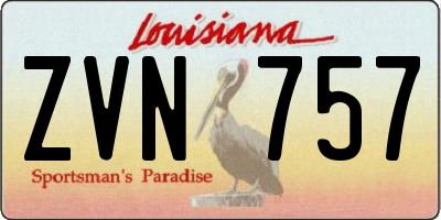 LA license plate ZVN757