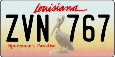 LA license plate ZVN767