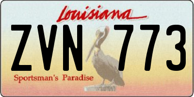 LA license plate ZVN773