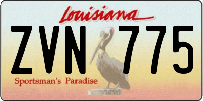 LA license plate ZVN775