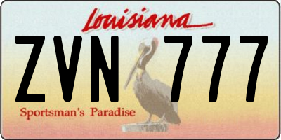 LA license plate ZVN777