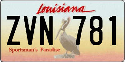 LA license plate ZVN781