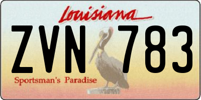 LA license plate ZVN783