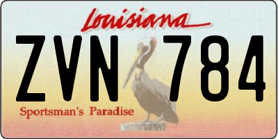 LA license plate ZVN784