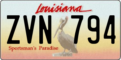 LA license plate ZVN794