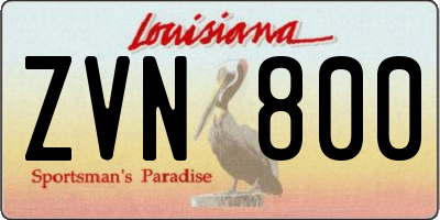 LA license plate ZVN800