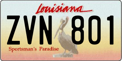 LA license plate ZVN801