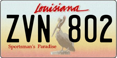 LA license plate ZVN802