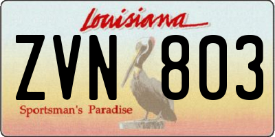LA license plate ZVN803