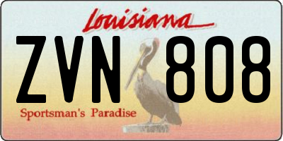 LA license plate ZVN808