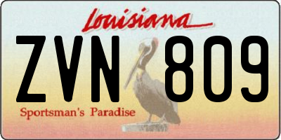 LA license plate ZVN809