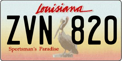 LA license plate ZVN820