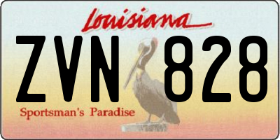 LA license plate ZVN828